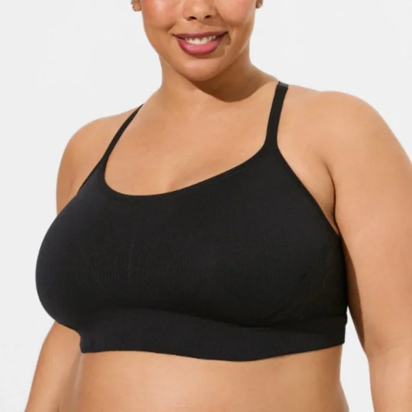 Torrid - Unlined Seamless Lace Keyhole Racerback Black Wireless Bralette - 3X - Picture 2 of 10